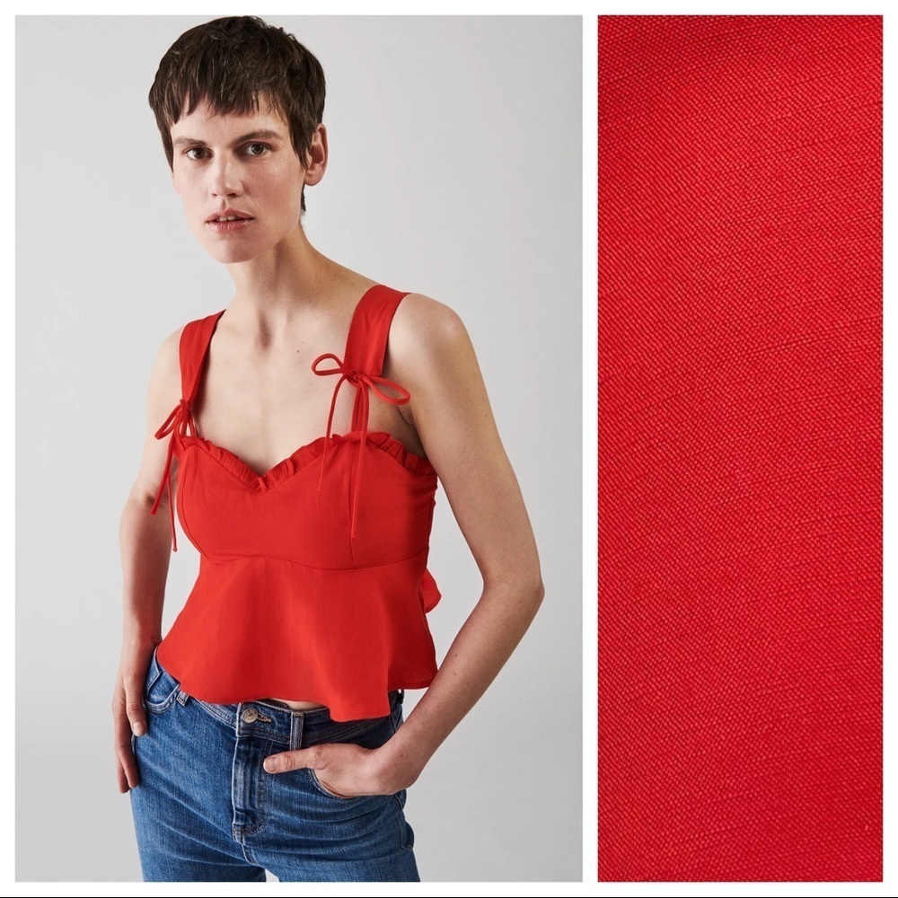 NWT Zara Red Stroppy Top with Bows. Size  M.